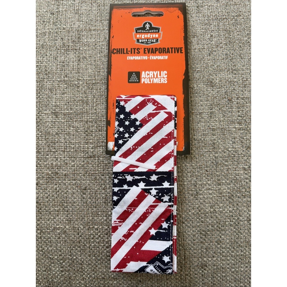 Ergodyne Chill Its Cooling Summer Bandana USA America 'Merica Flag 4th Of July